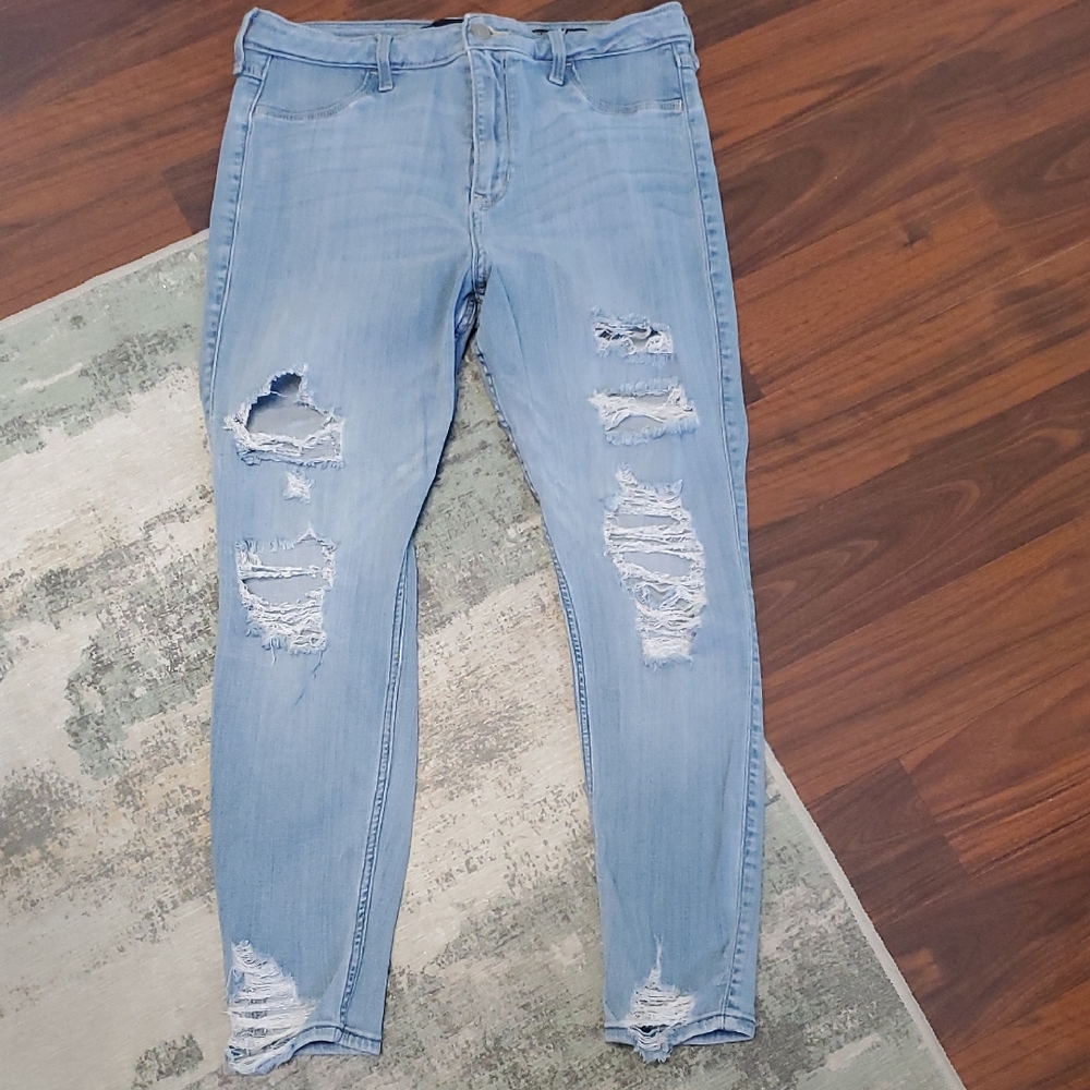 Hollister Light Blue Distressed Skinny Jeans